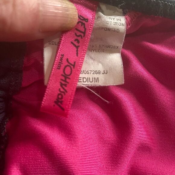 Rare Betsey Johnson Y2K Crochet Gray Cabaret 3 Piece Bikini Set SZ Medium Retro - Picture 15 of 15